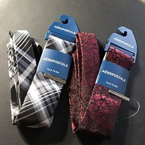 Aeropostale Black Plaid and Red Patterned Ties Bundle of 2